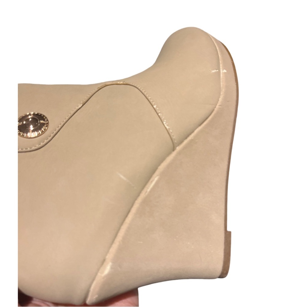 New cream ankle wedge boots - size 8